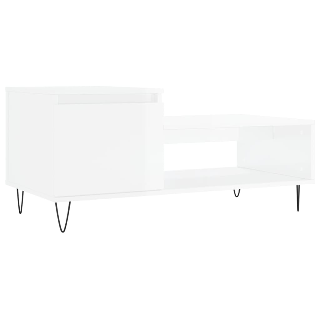 VidaXL Salontafel 100x50x45 cm bewerkt hout hoogglans wit