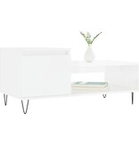 VidaXL Salontafel 100x50x45 cm bewerkt hout hoogglans wit