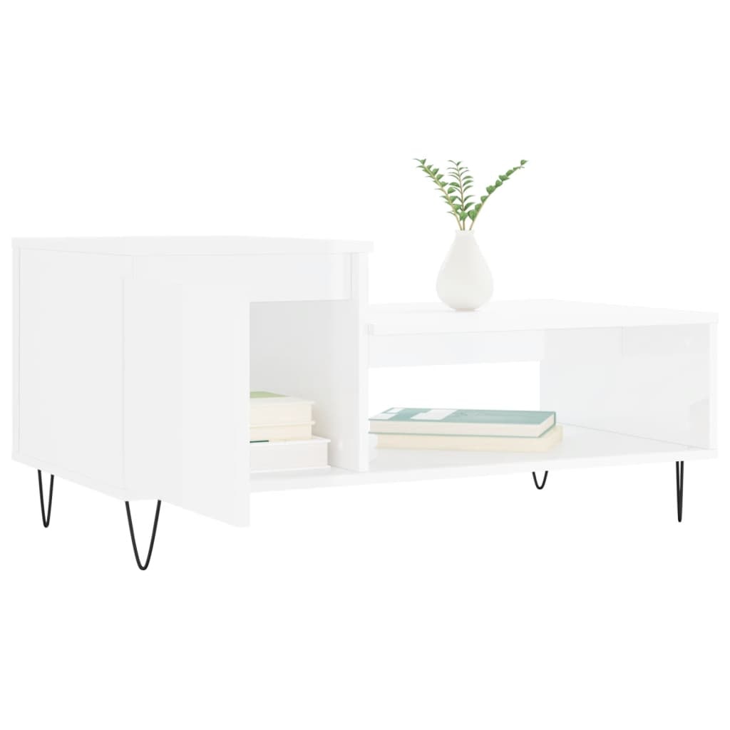 VidaXL Salontafel 100x50x45 cm bewerkt hout hoogglans wit
