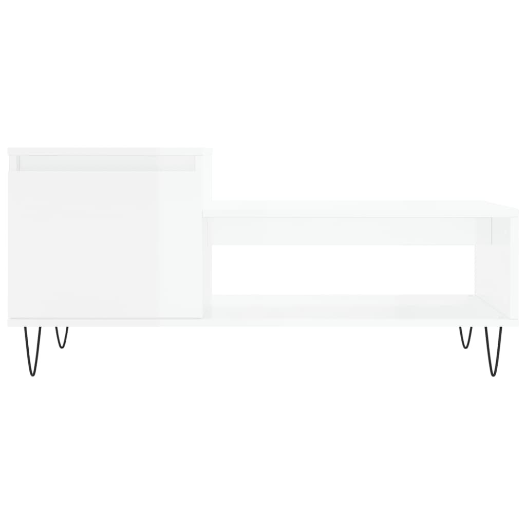 VidaXL Salontafel 100x50x45 cm bewerkt hout hoogglans wit