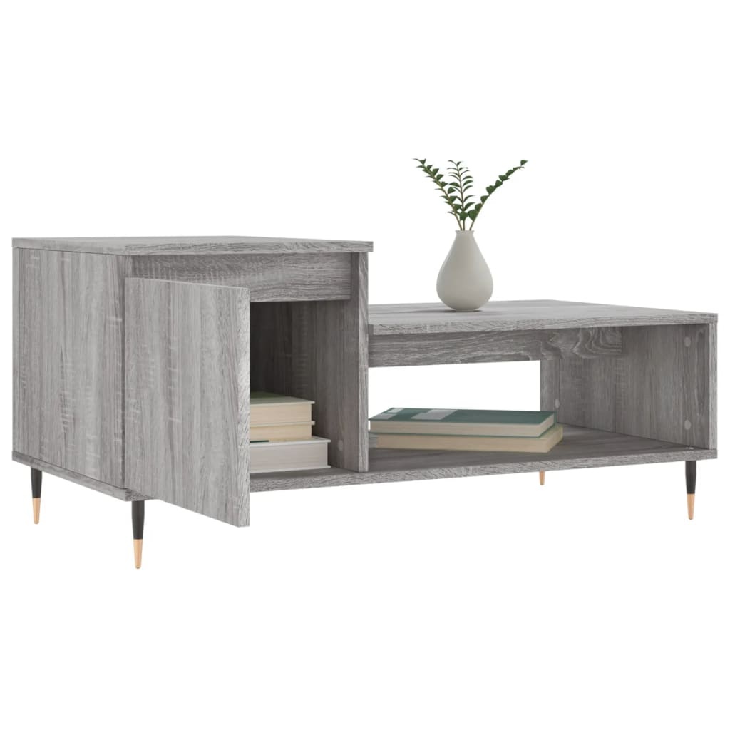 VidaXL Salontafel 100x50x45 cm bewerkt hout grijs sonoma