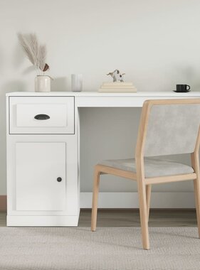 VidaXL Bureau met lade 115x50x75 cm bewerkt hout wit