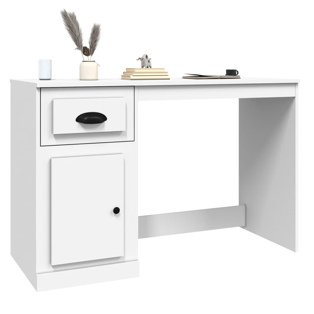 VidaXL Bureau met lade 115x50x75 cm bewerkt hout wit