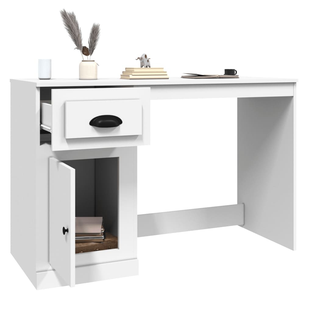 VidaXL Bureau met lade 115x50x75 cm bewerkt hout wit