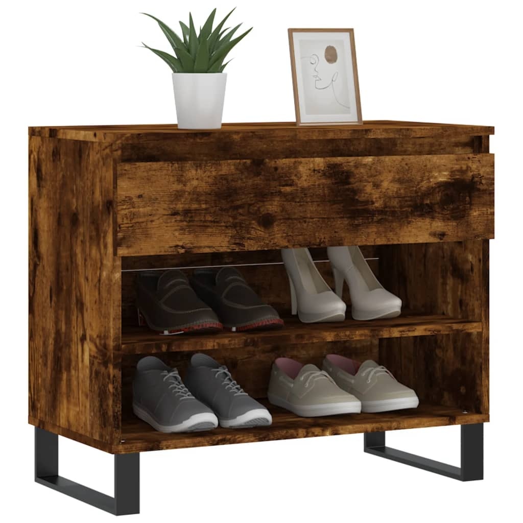 VidaXL Schoenenkast 70x36x60 cm bewerkt hout gerookt eikenkleurig