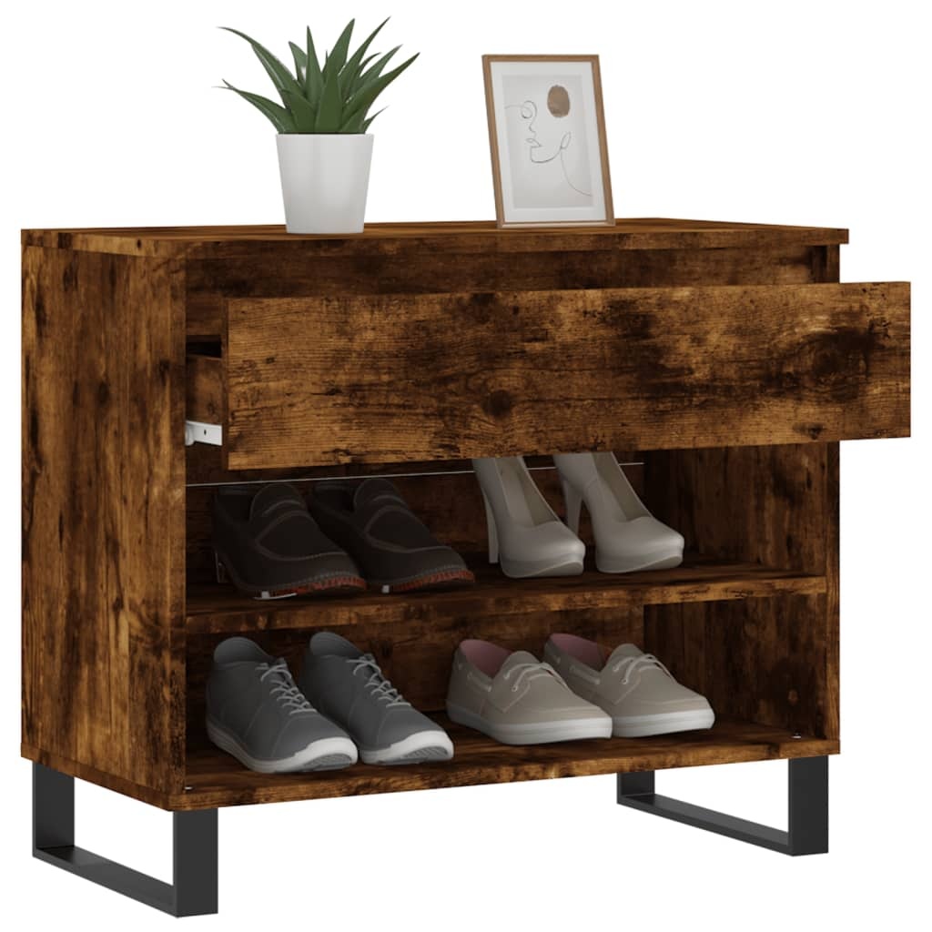 VidaXL Schoenenkast 70x36x60 cm bewerkt hout gerookt eikenkleurig