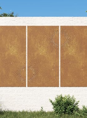 vidaXL Wanddecoratie tuin 3 st zonontwerp 105x55 cm cortenstaal