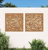 vidaXL Wanddecoratie tuin 2 st rozenontwerp 55x55 cm cortenstaal