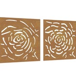VidaXL Wanddecoratie tuin 2 st rozenontwerp 55x55 cm cortenstaal