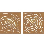 VidaXL Wanddecoratie tuin 2 st rozenontwerp 55x55 cm cortenstaal