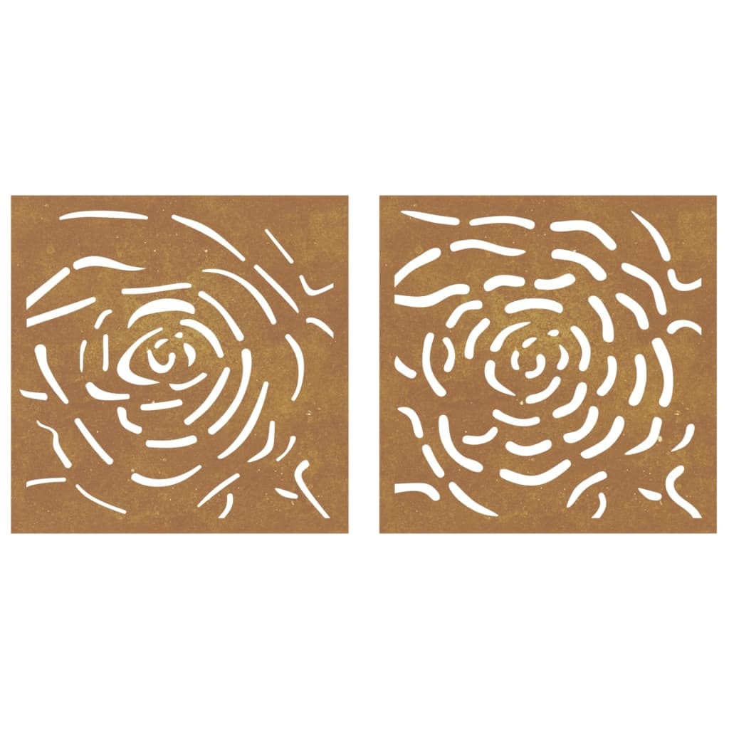 VidaXL Wanddecoratie tuin 2 st rozenontwerp 55x55 cm cortenstaal