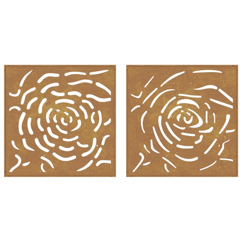 VidaXL Wanddecoratie tuin 2 st rozenontwerp 55x55 cm cortenstaal