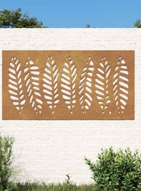 vidaXL Wanddecoratie tuin bladontwerp 105x55 cm cortenstaal