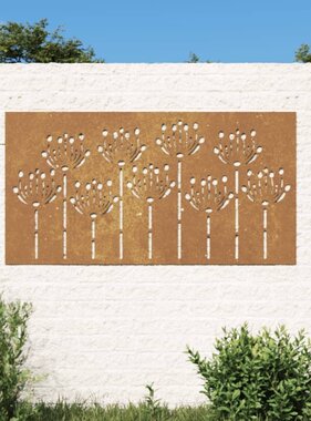 vidaXL Wanddecoratie tuin bloemenontwerp 105x55 cm cortenstaal