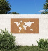 VidaXL Wanddecoratie tuin wereldkaartontwerp 105x55 cm cortenstaal