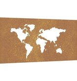 VidaXL Wanddecoratie tuin wereldkaartontwerp 105x55 cm cortenstaal