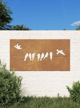 vidaXL Wanddecoratie tuin vogelontwerp 105x55 cm cortenstaal