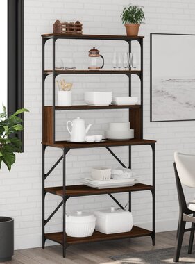 VidaXL Bakkersrek 6-laags 90x40x180 cm bewerkt hout bruin eikenkleur