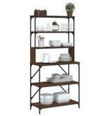 VidaXL Bakkersrek 6-laags 90x40x180 cm bewerkt hout bruin eikenkleur