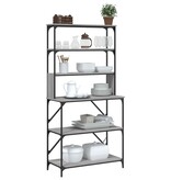 VidaXL Bakkersrek 6-laags 90x40x180 cm bewerkt hout grijs sonoma eiken