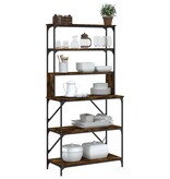 VidaXL Bakkersrek 6-laags 90x40x180 cm bewerkt hout gerookt eikenkleur