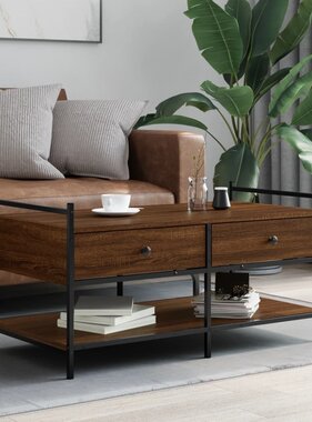 VidaXL Salontafel 99x50x50 cm bewerkt hout bruin eikenkleur