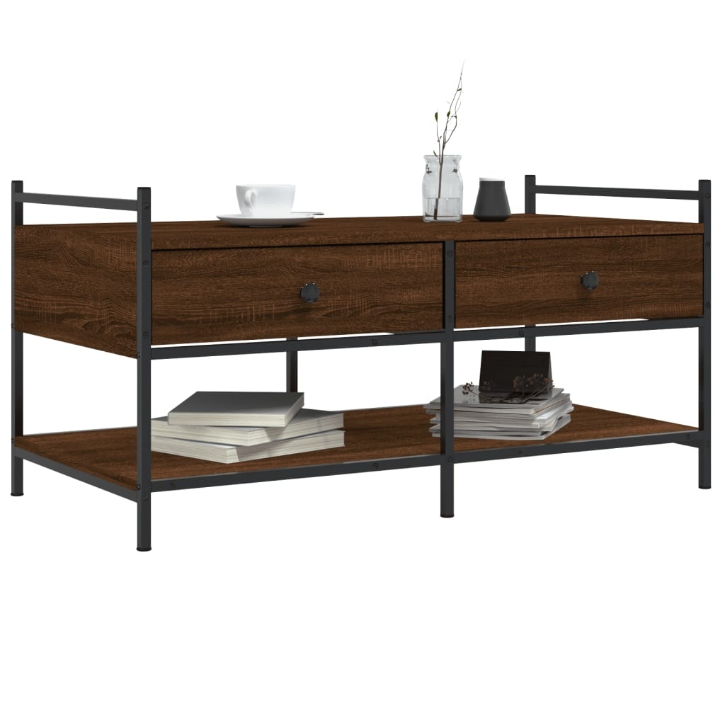 VidaXL Salontafel 99x50x50 cm bewerkt hout bruin eikenkleur