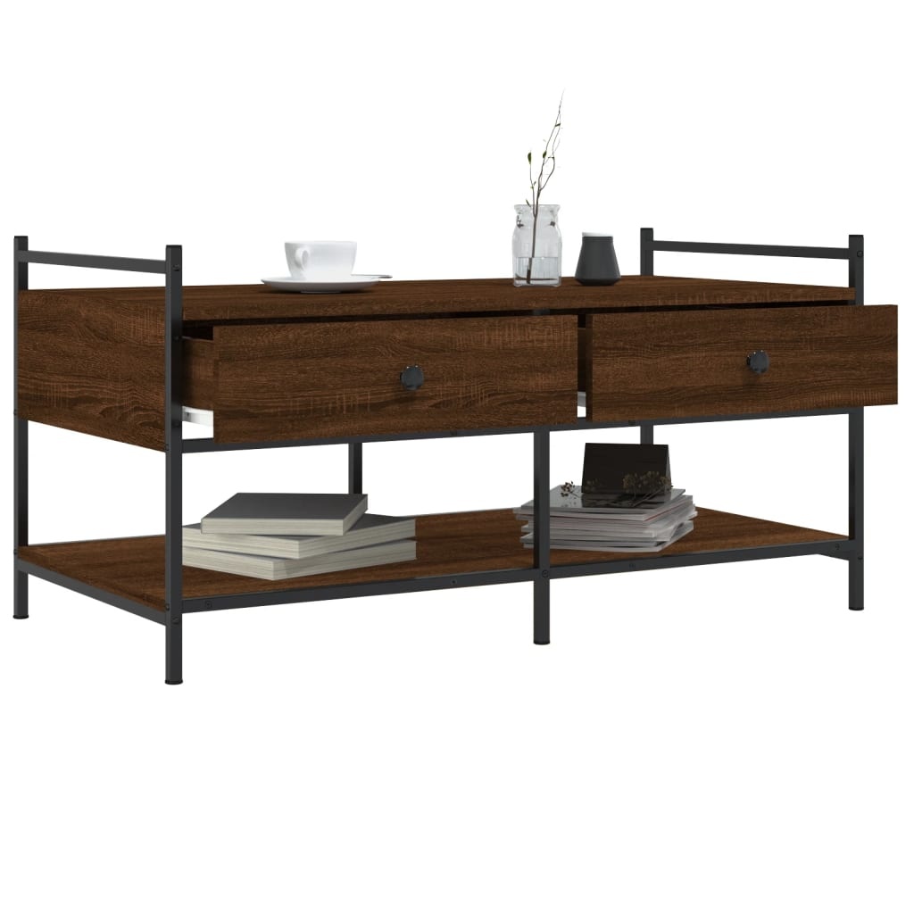 VidaXL Salontafel 99x50x50 cm bewerkt hout bruin eikenkleur