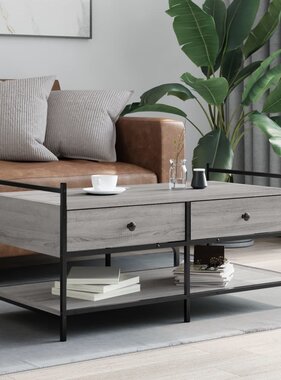 VidaXL Salontafel 99x50x50 cm bewerkt hout grijs sonoma eikenkleurig