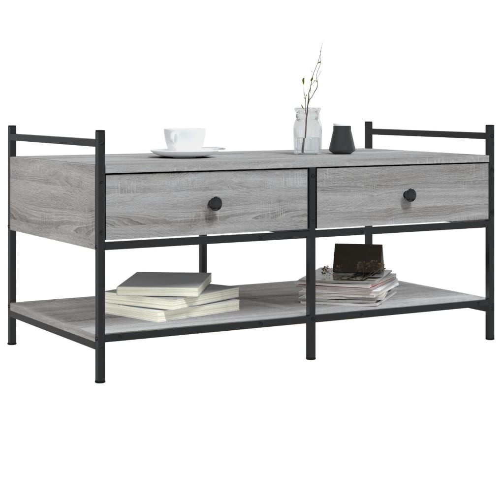 VidaXL Salontafel 99x50x50 cm bewerkt hout grijs sonoma eikenkleurig