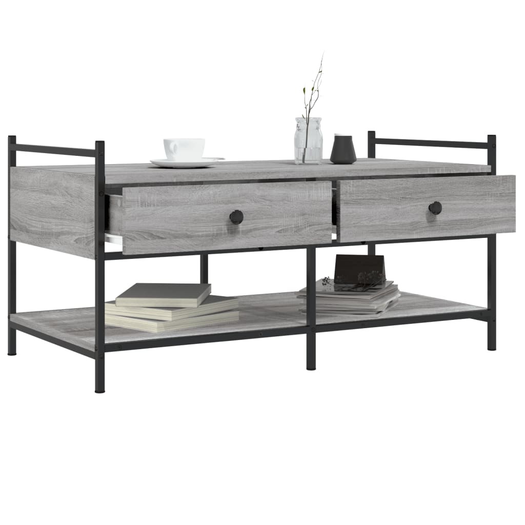 VidaXL Salontafel 99x50x50 cm bewerkt hout grijs sonoma eikenkleurig