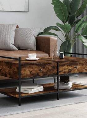 VidaXL Salontafel 99x50x50 cm bewerkt hout gerookt eikenkleurig