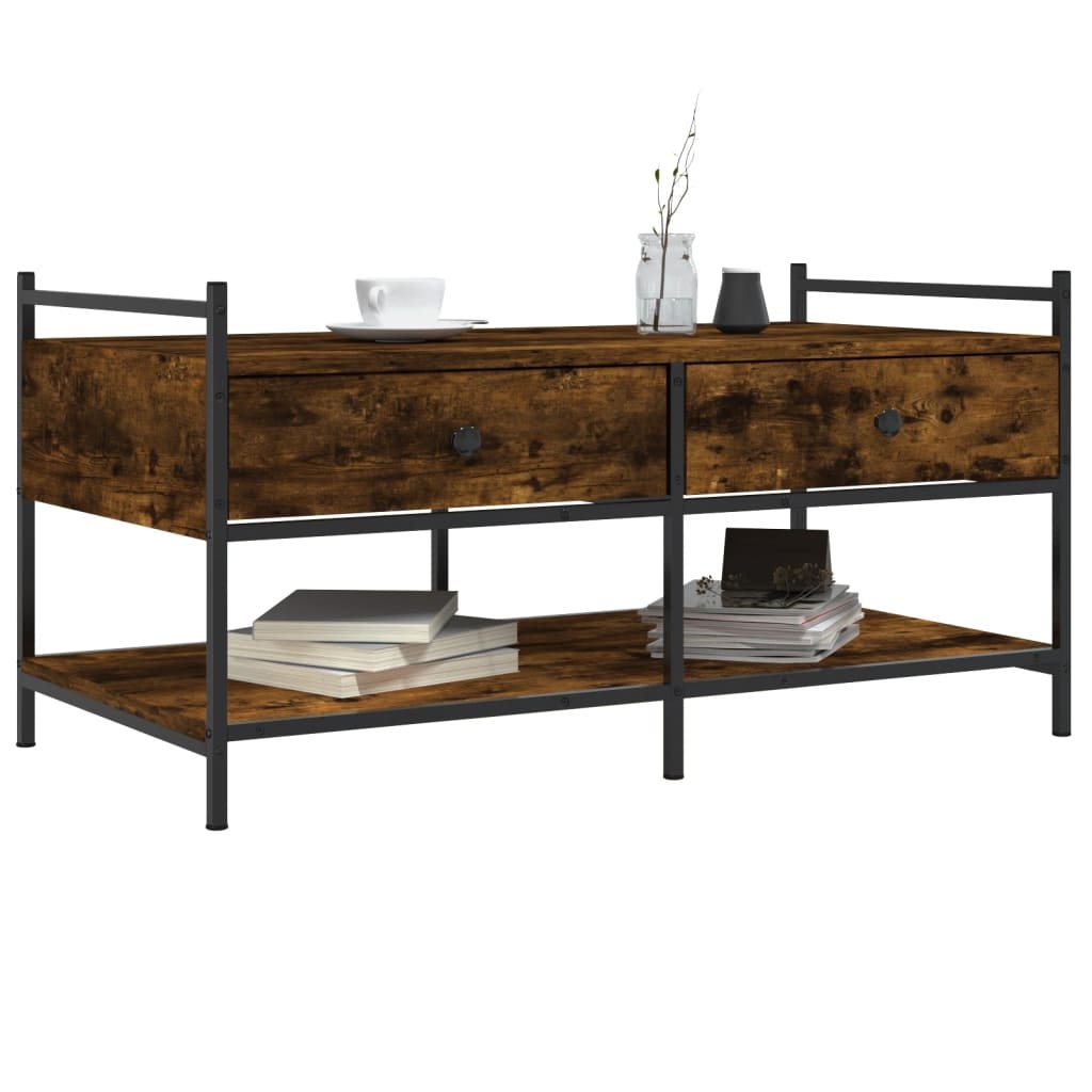 VidaXL Salontafel 99x50x50 cm bewerkt hout gerookt eikenkleurig