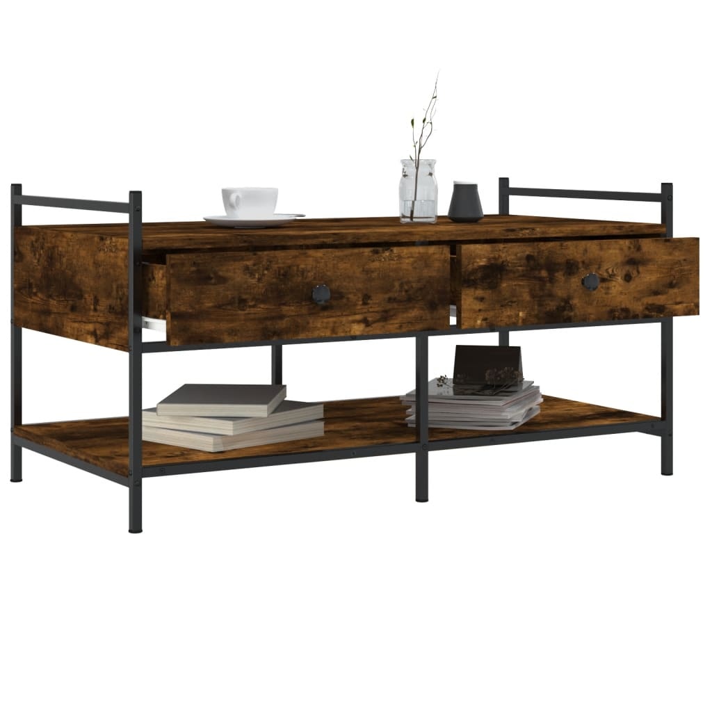 VidaXL Salontafel 99x50x50 cm bewerkt hout gerookt eikenkleurig