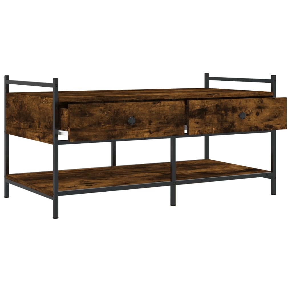 VidaXL Salontafel 99x50x50 cm bewerkt hout gerookt eikenkleurig