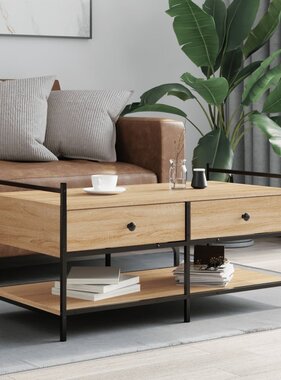 VidaXL Salontafel 99x50x50 cm bewerkt hout sonoma eikenkleurig