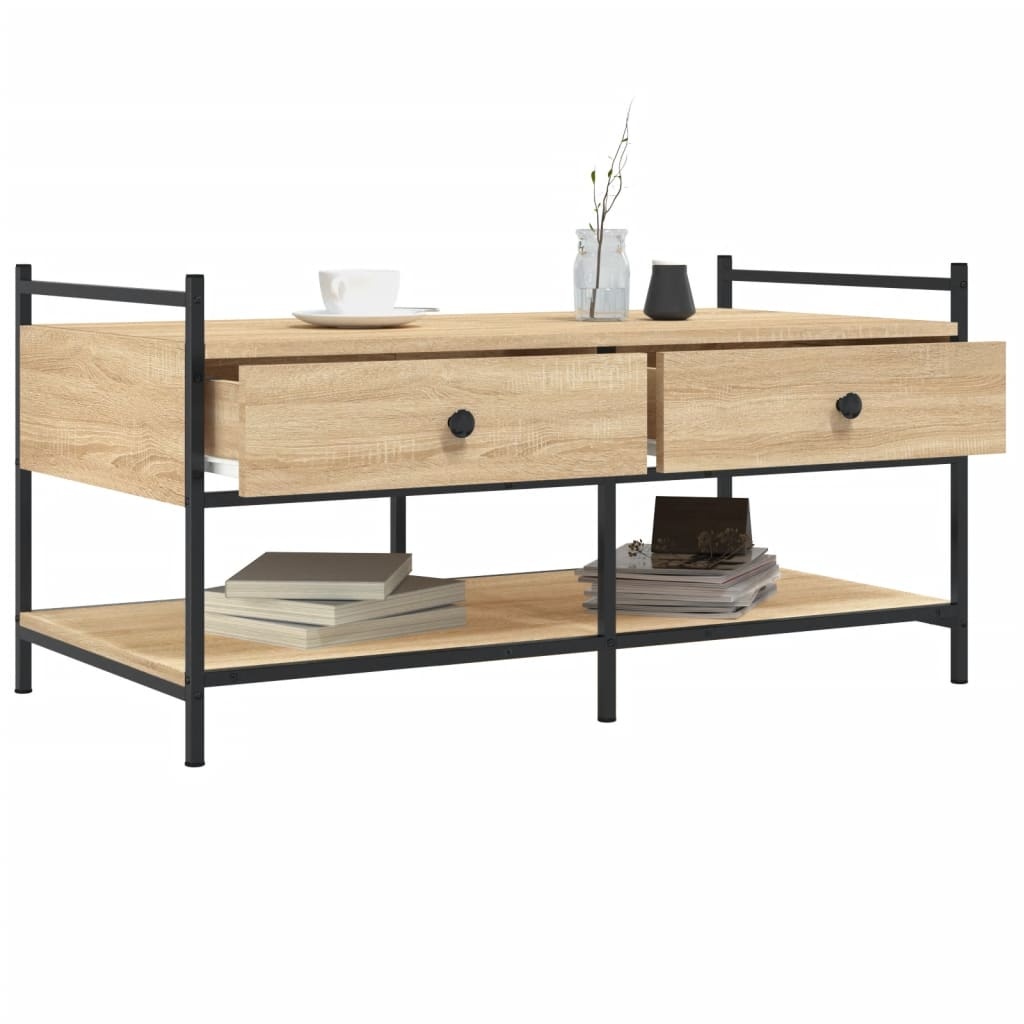 VidaXL Salontafel 99x50x50 cm bewerkt hout sonoma eikenkleurig