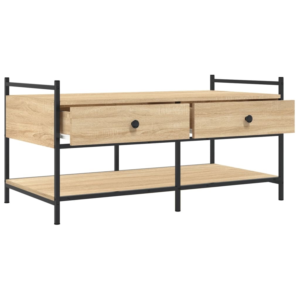 VidaXL Salontafel 99x50x50 cm bewerkt hout sonoma eikenkleurig