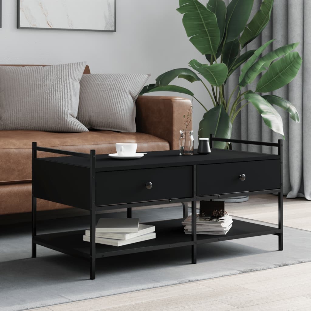 VidaXL Salontafel 99x50x50 cm bewerkt hout zwart
