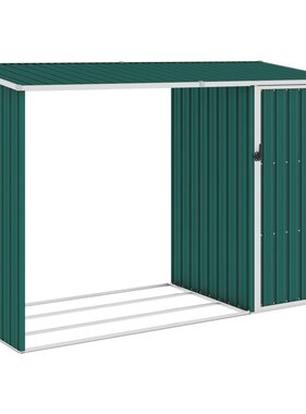 vidaXL Brandhoutschuur 245x98x159 cm gegalvaniseerd staal groen