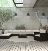 VidaXL 11-delige Loungeset met kussens poly rattan bruin
