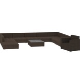 VidaXL 11-delige Loungeset met kussens poly rattan bruin