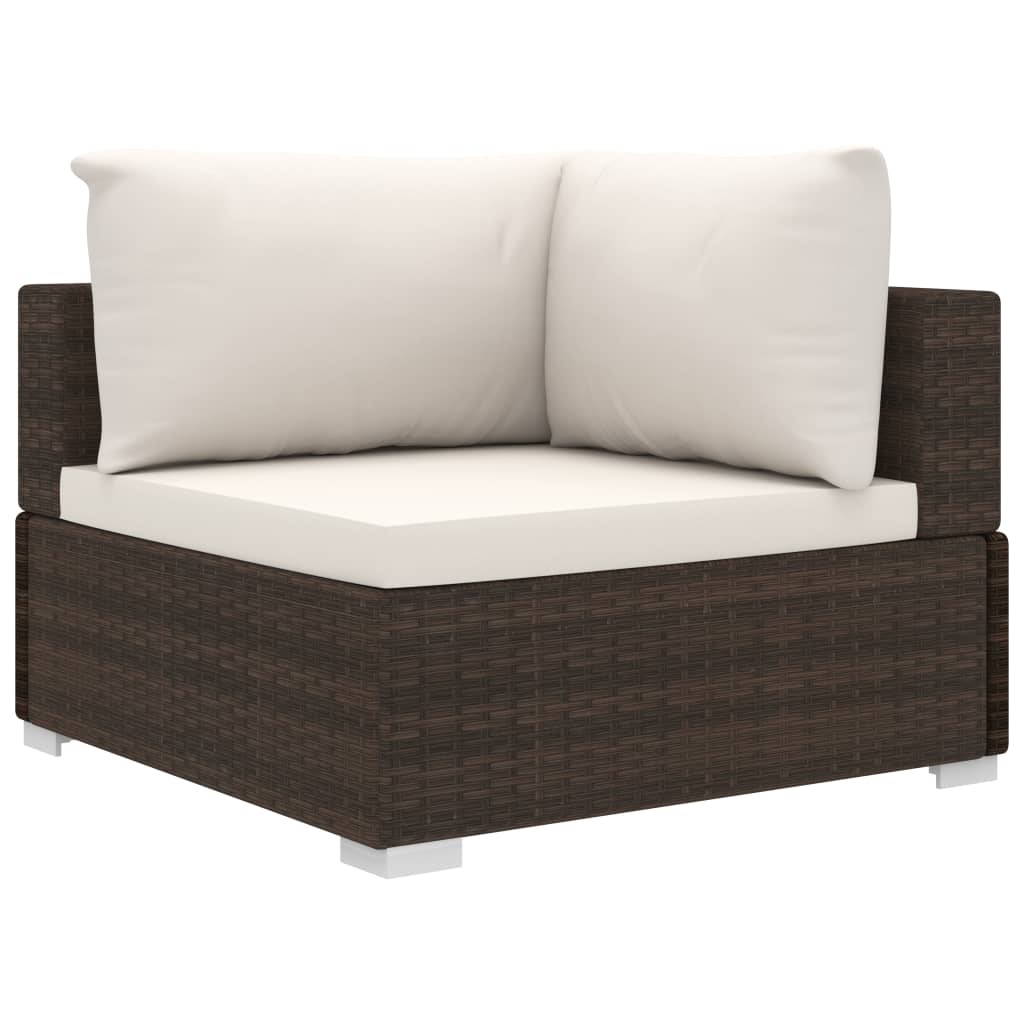 VidaXL 11-delige Loungeset met kussens poly rattan bruin