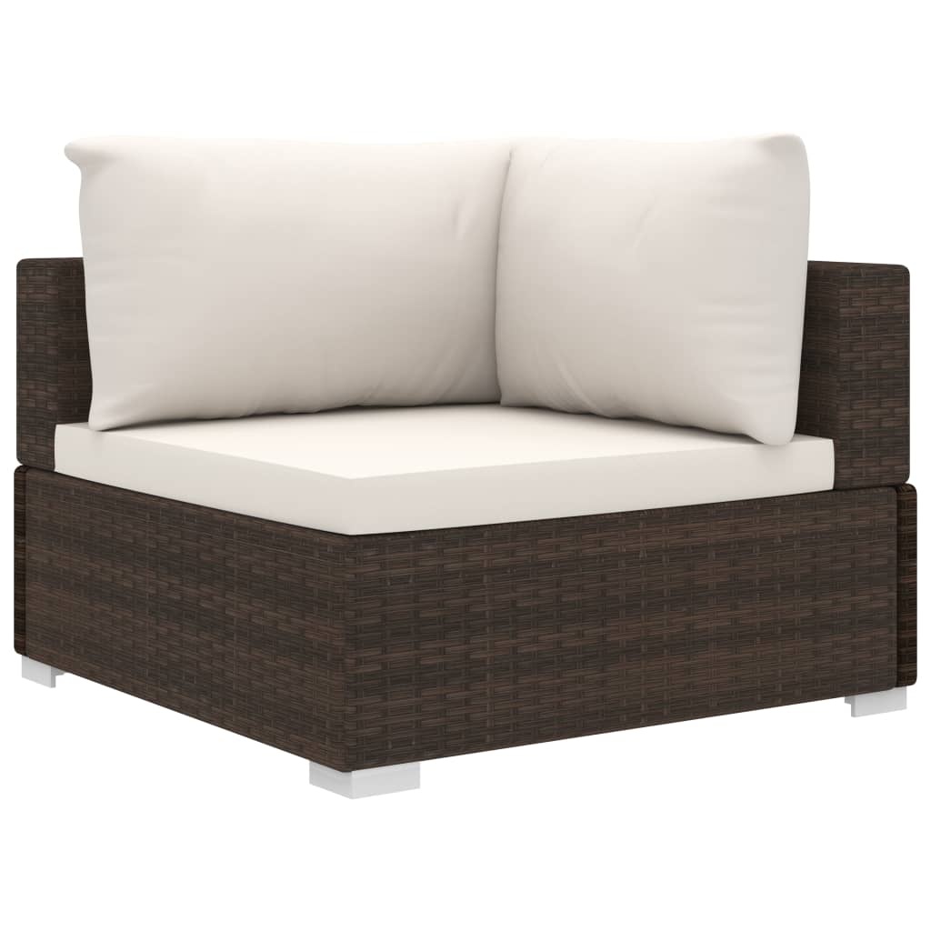 vidaXL 11-delige Loungeset met kussens poly rattan bruin