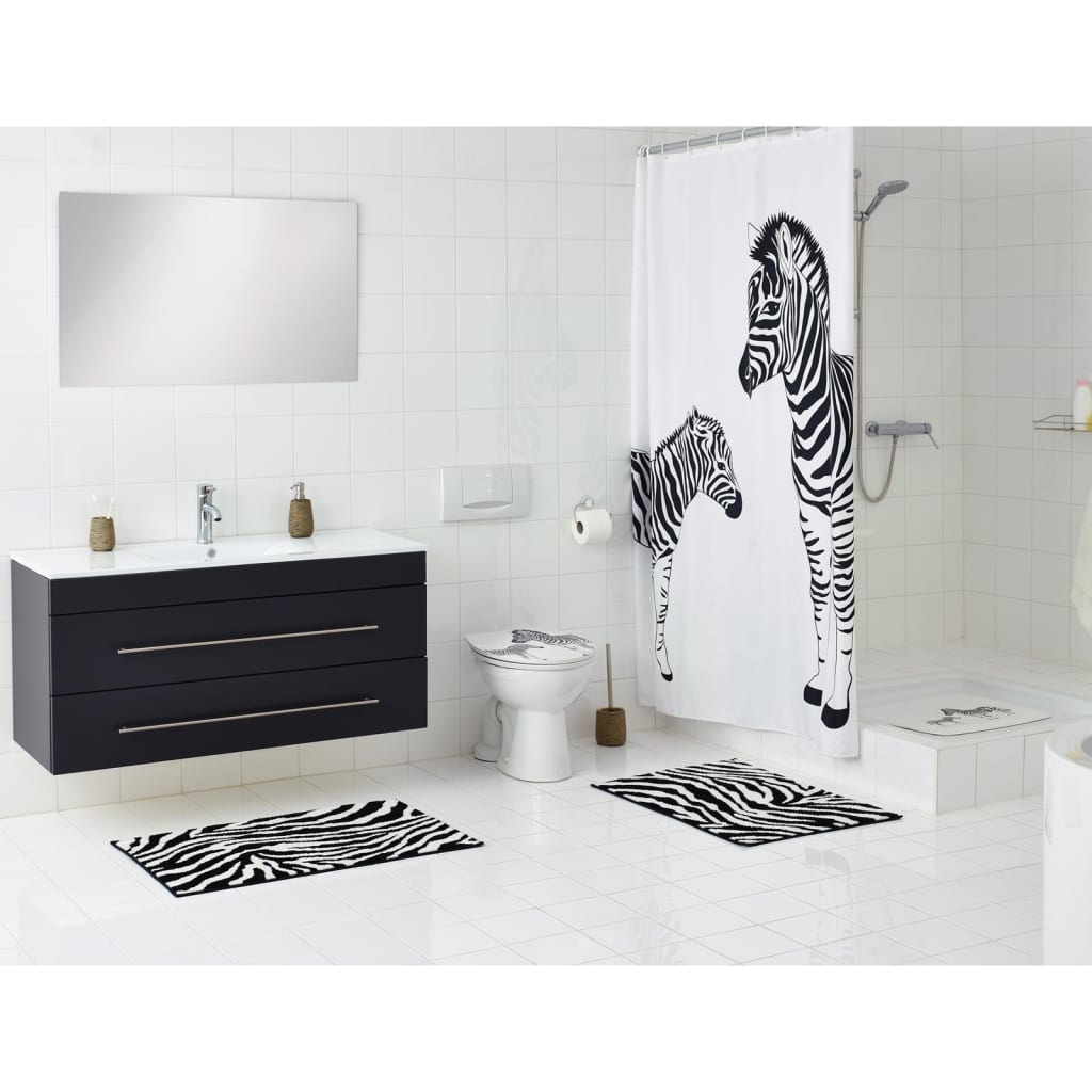 vidaXL Badmat Zebra 38x72 cm wit en zwart