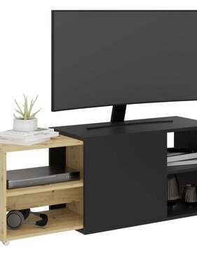 vidaXL Tv-kast met 2 open vakken 133,5x39,9x49,2 cm zwart & artisan eiken