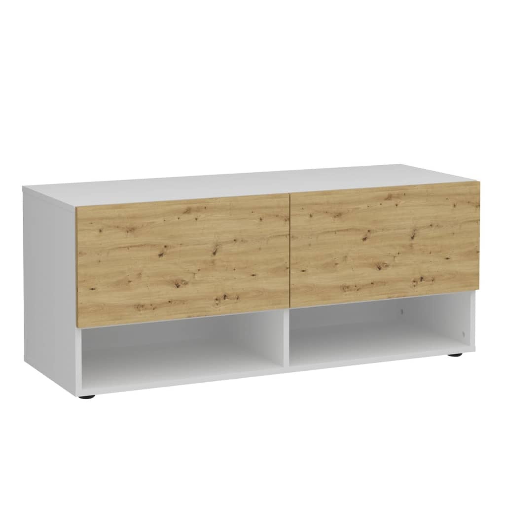 vidaXL Opbergbankje met 2 lades 108,9x41,7x46,1 cm wit en artisan eiken