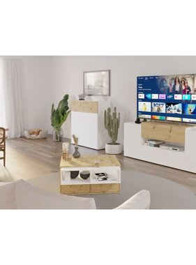 vidaXL Tv-meubel 182x33x70,2 cm artisan eikenkleurig wit