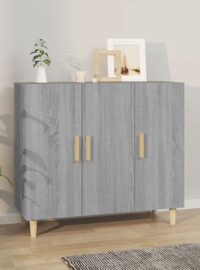 VidaXL Dressoir 90x34x80 cm bewerkt hout grijs sonoma eikenkleurig