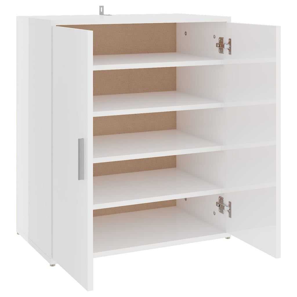 vidaXL Schoenenkast 60x35x70 cm spaanplaat hoogglans wit